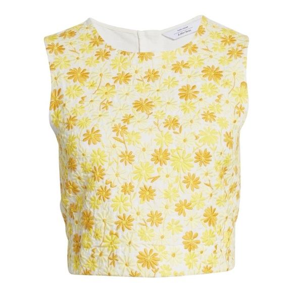 & Other Stories Embroidered Floral Linen & Cotton Crop Top - Picture 2 of 10